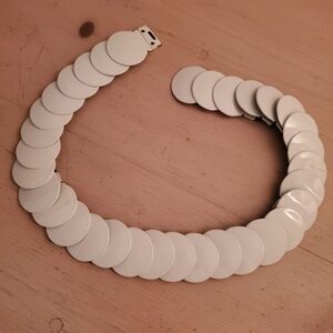 Vintage 1960's White Metal Disc Stretch Belt 24" and More